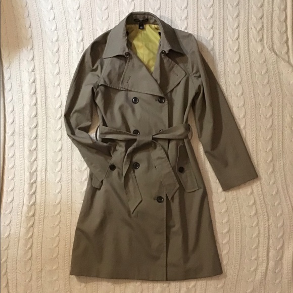 NEW GAP TRENCH COAT REMOVABLE INTERIOR VEST - CHARTREUSE LINING - RICH WARM TAN - Picture 6 of 16